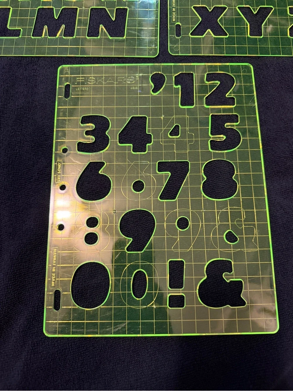 Fiskars Neon Yellow-Green Number & Alphabet Stencil